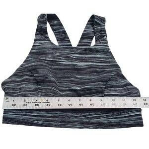 Lululemon Align‎ V Neck Sports Bra Black White Stripe Medium Support